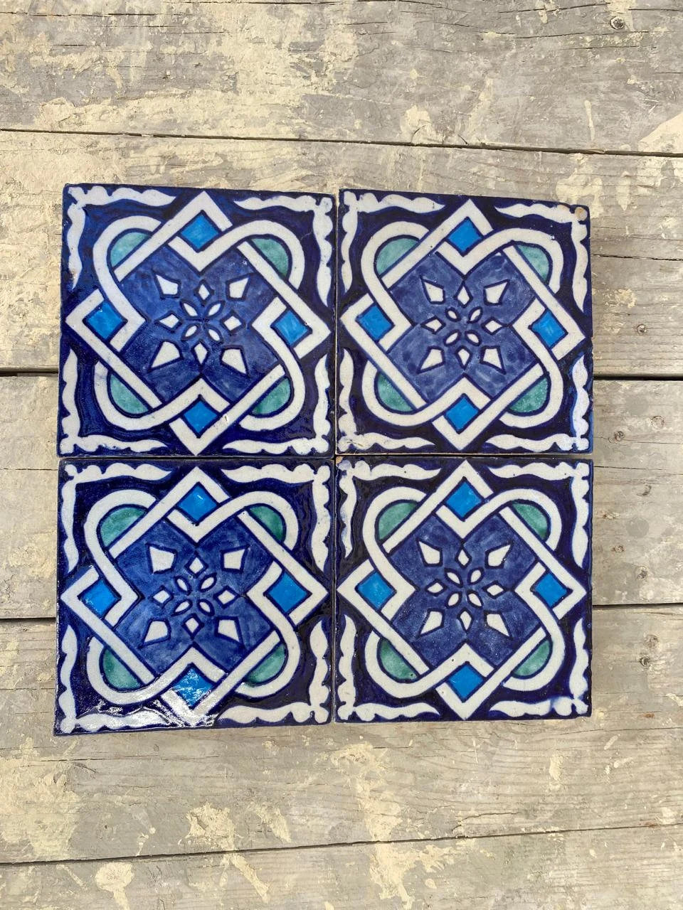 Blue Handmade, Hand-Painted Tiles