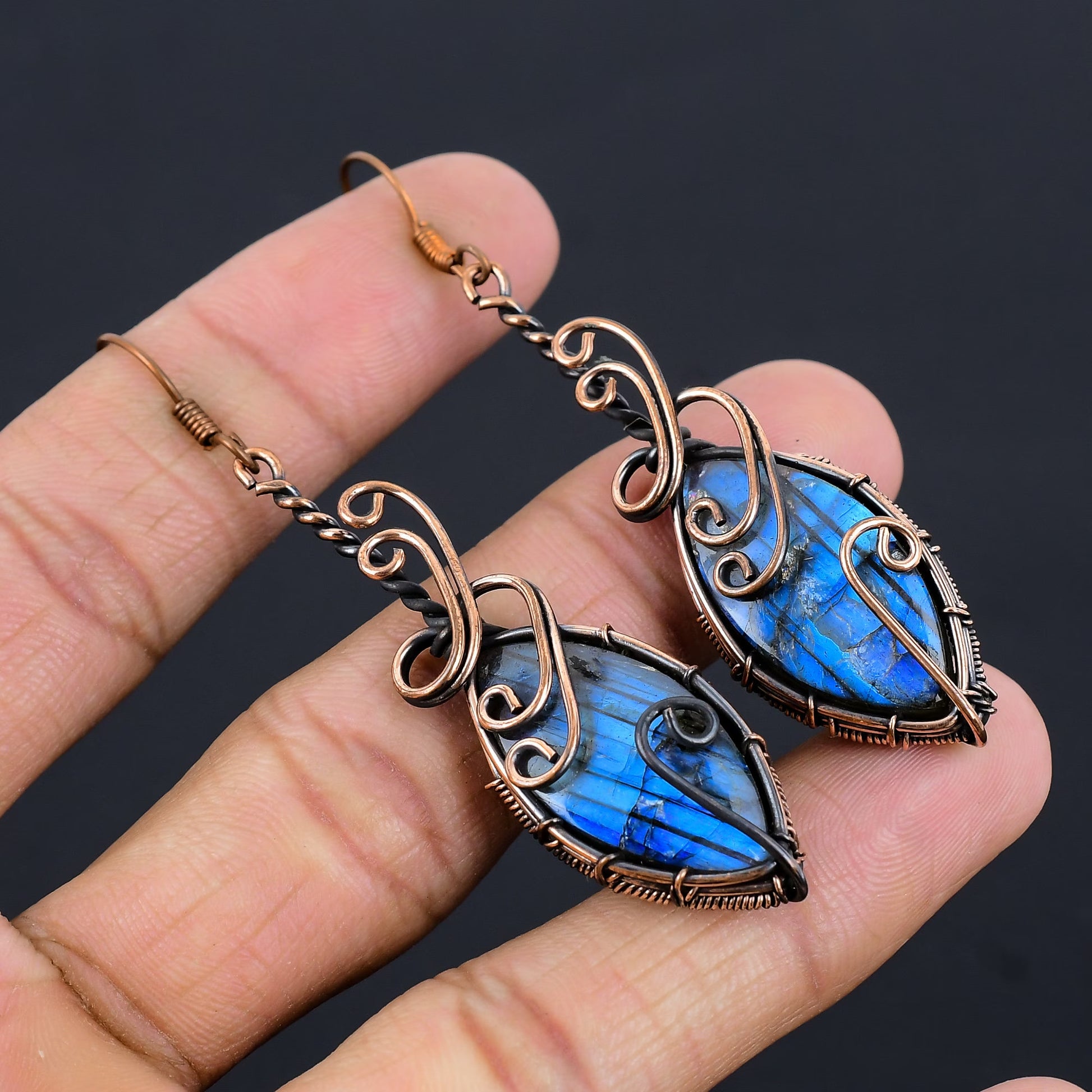 Labradorite Copper Earrings