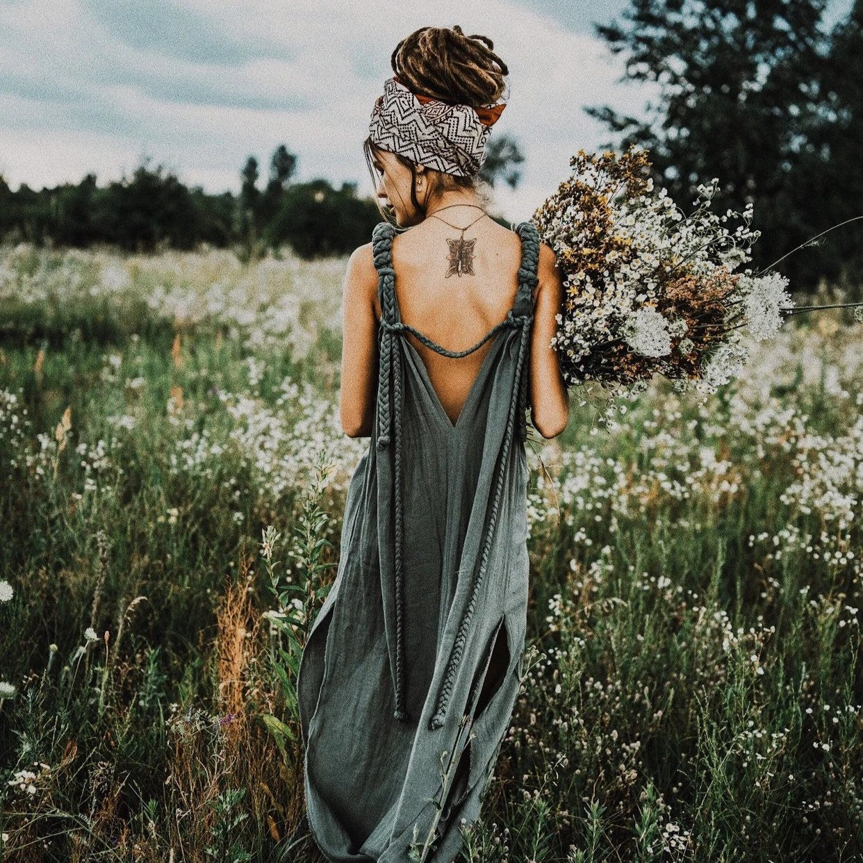 Green Boho Maxi Dress 