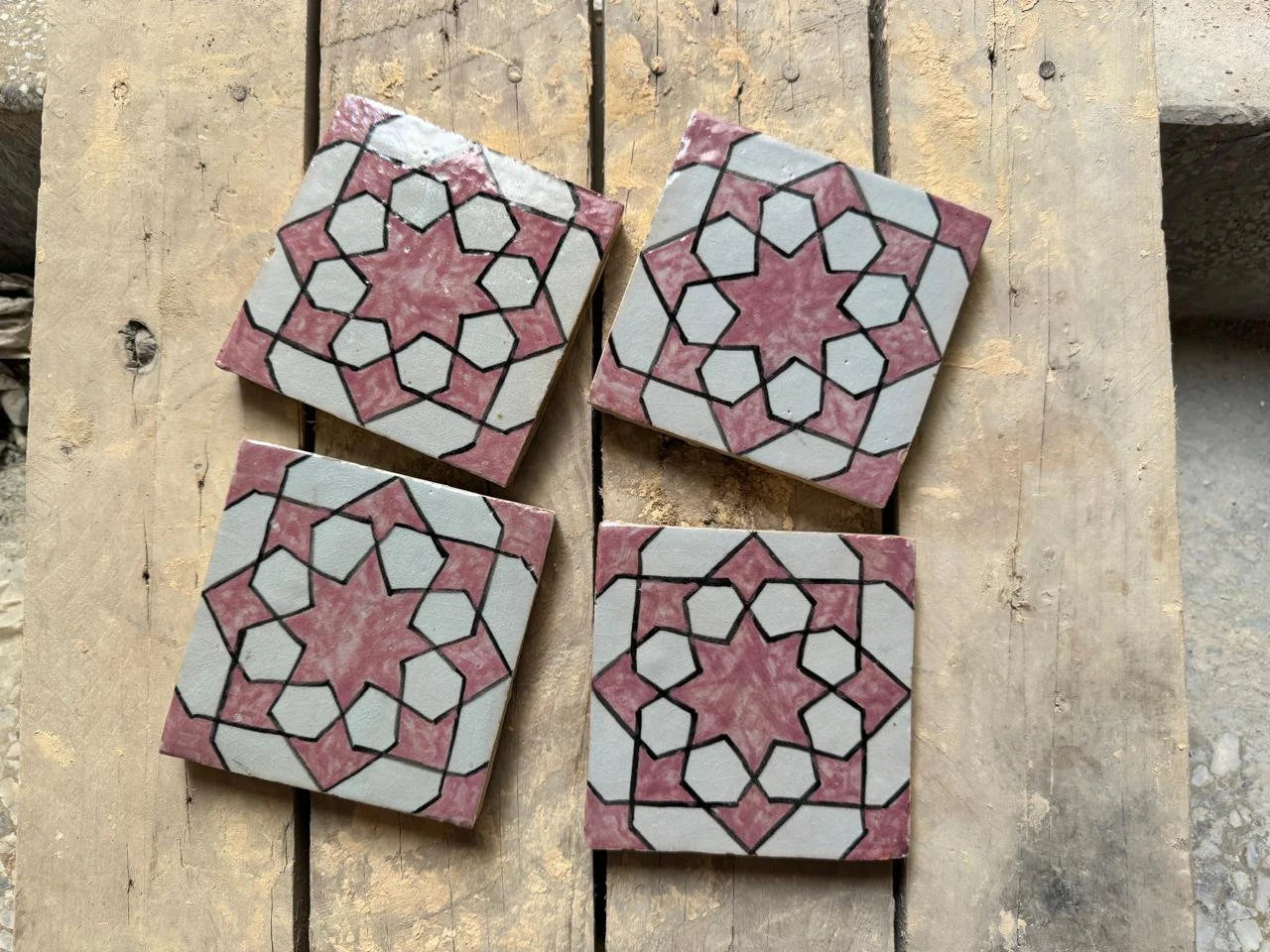 Pink Handmade Moroccan Tiles