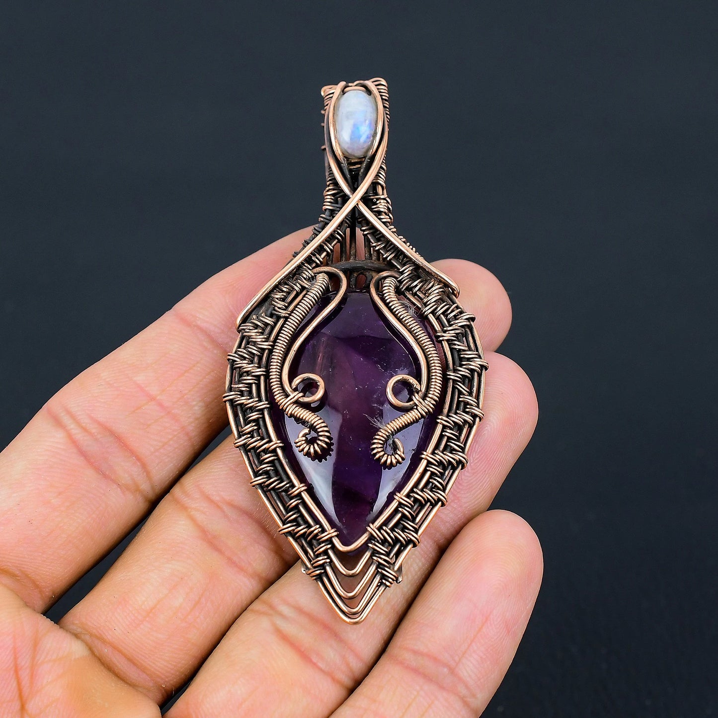 Natural Amethyst Moonstone Pendant