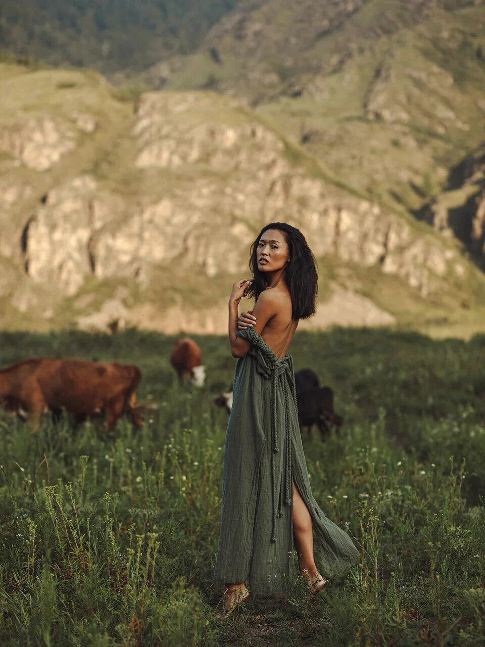 Green Boho Maxi Dress 