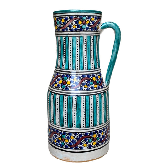 Handmade and Hand-Painted Moroccan Pottery Pitcher