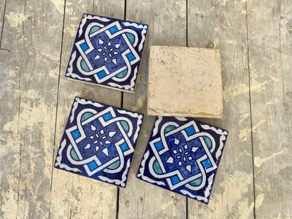 Blue Handmade, Hand-Painted Tiles