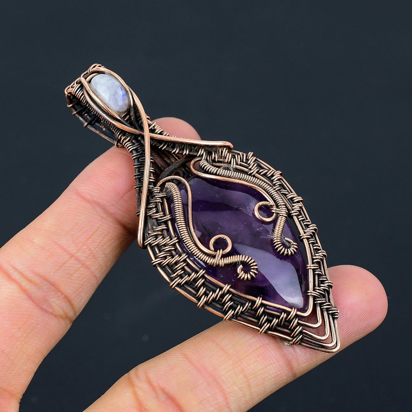 Natural Amethyst Moonstone Pendant