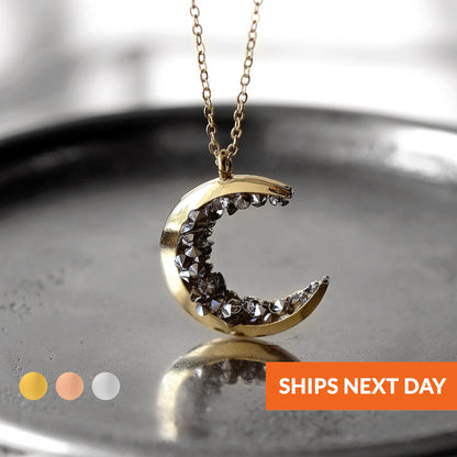 Black Crystal Moon Necklace