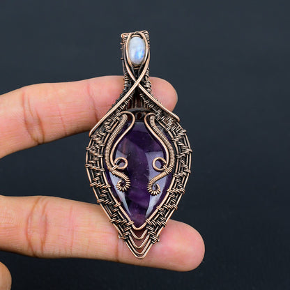 Natural Amethyst Moonstone Pendant