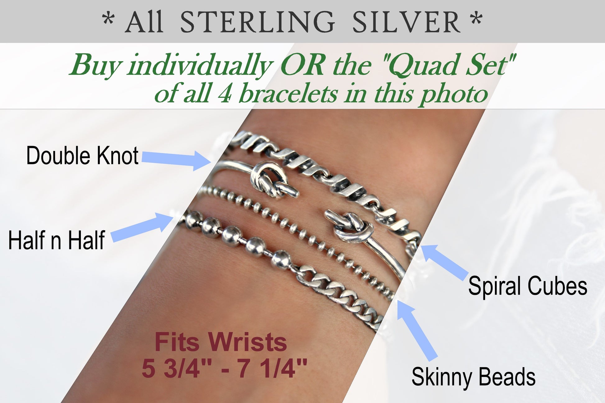 Boho Sterling Silver Bracelet Set