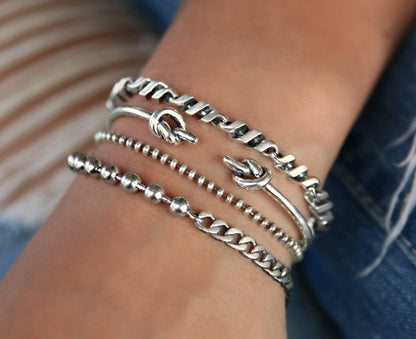 Boho Sterling Silver Bracelet Set