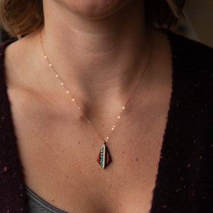 Recycled Copper and Turquoise Teardrop Necklace