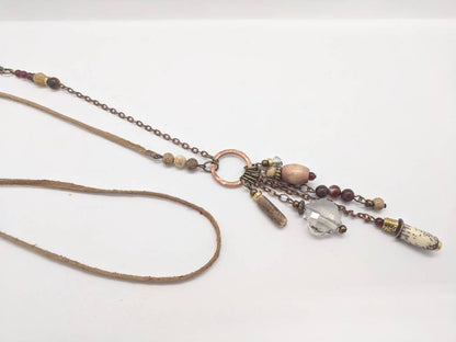 Long Boho Necklace with Orange Agate