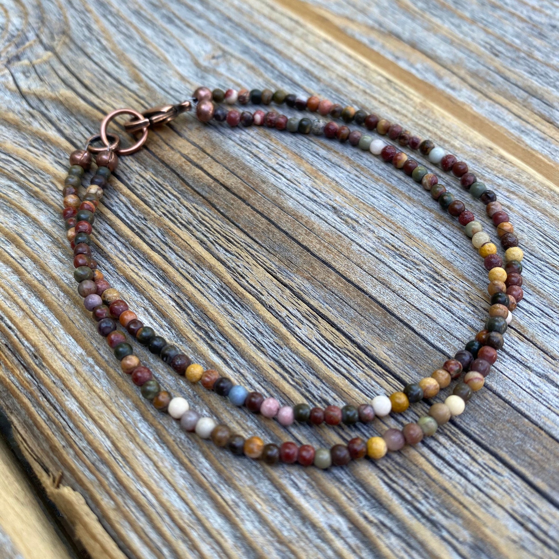 Tiny Jasper Double Strand Beaded Anklet or Bracelet