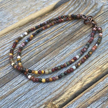 Tiny Jasper Double Strand Beaded Anklet or Bracelet