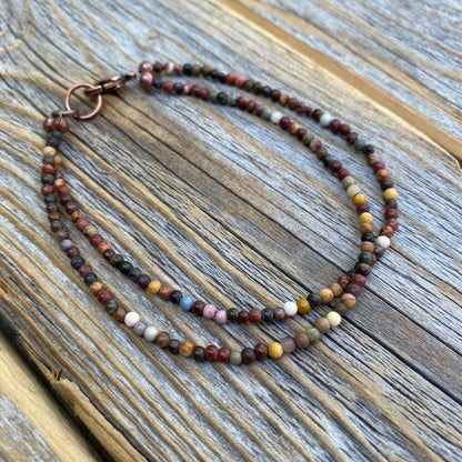 Tiny Jasper Double Strand Beaded Anklet or Bracelet