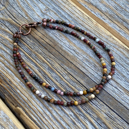 Tiny Jasper Double Strand Beaded Anklet or Bracelet