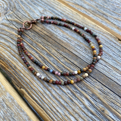 Tiny Jasper Double Strand Beaded Anklet or Bracelet