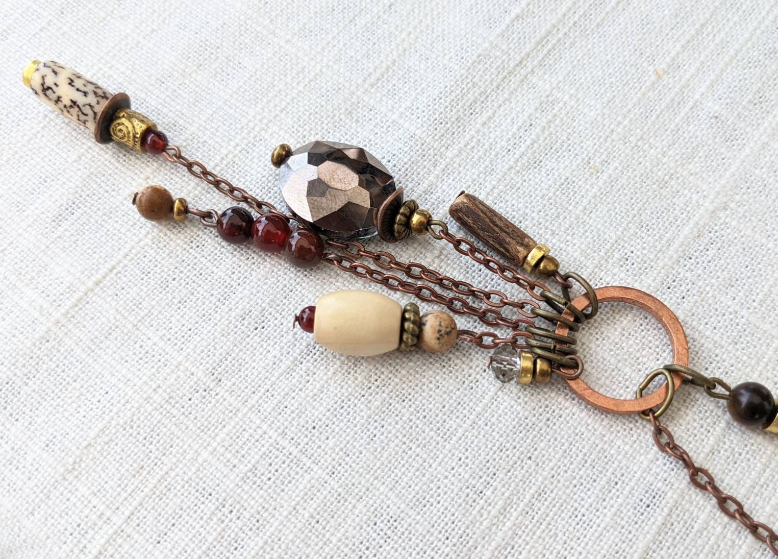 Long Boho Necklace with Orange Agate