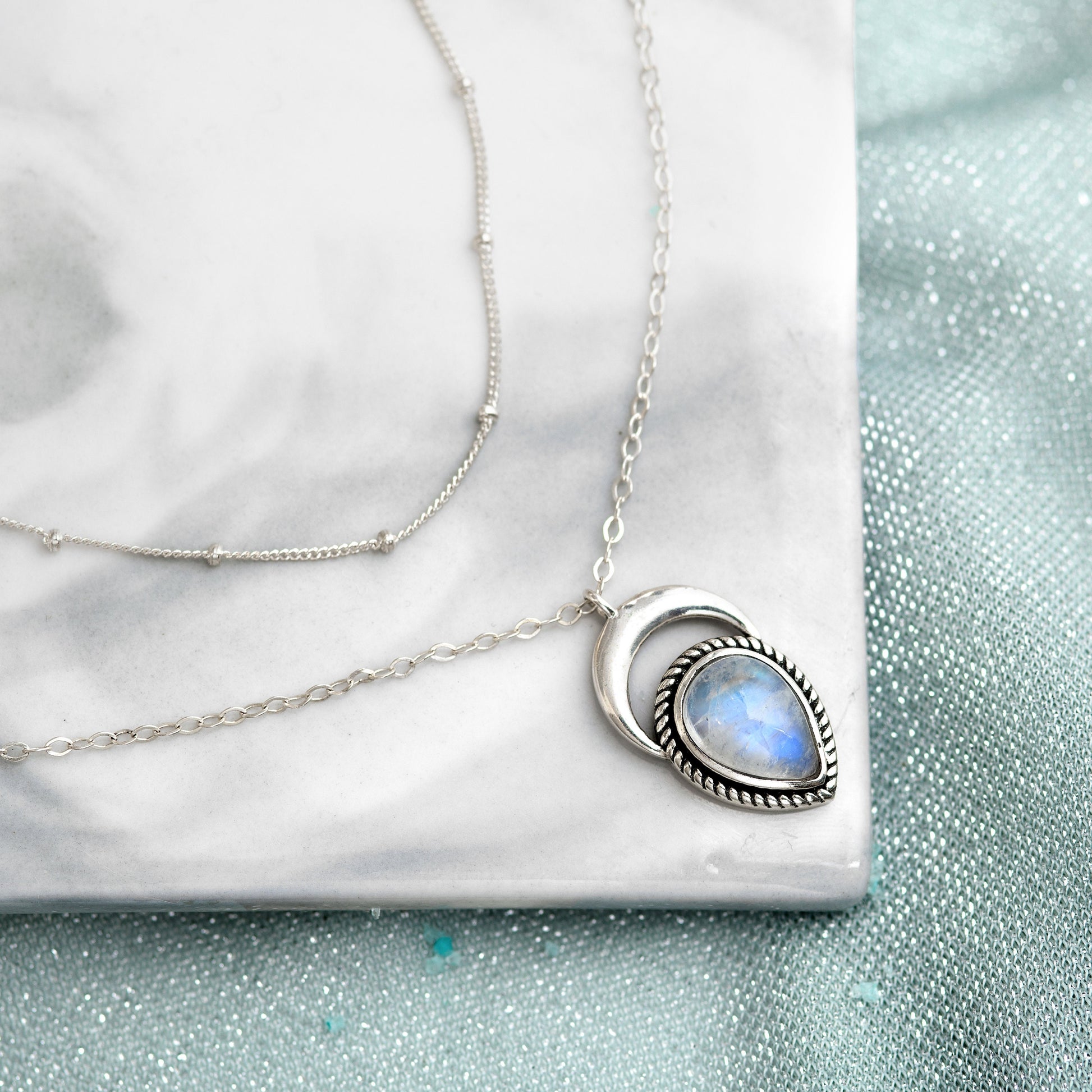 Crescent Moon Moonstone Necklace