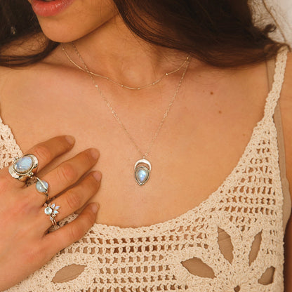 Crescent Moon Moonstone Necklace