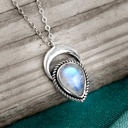 Crescent Moon Moonstone Necklace