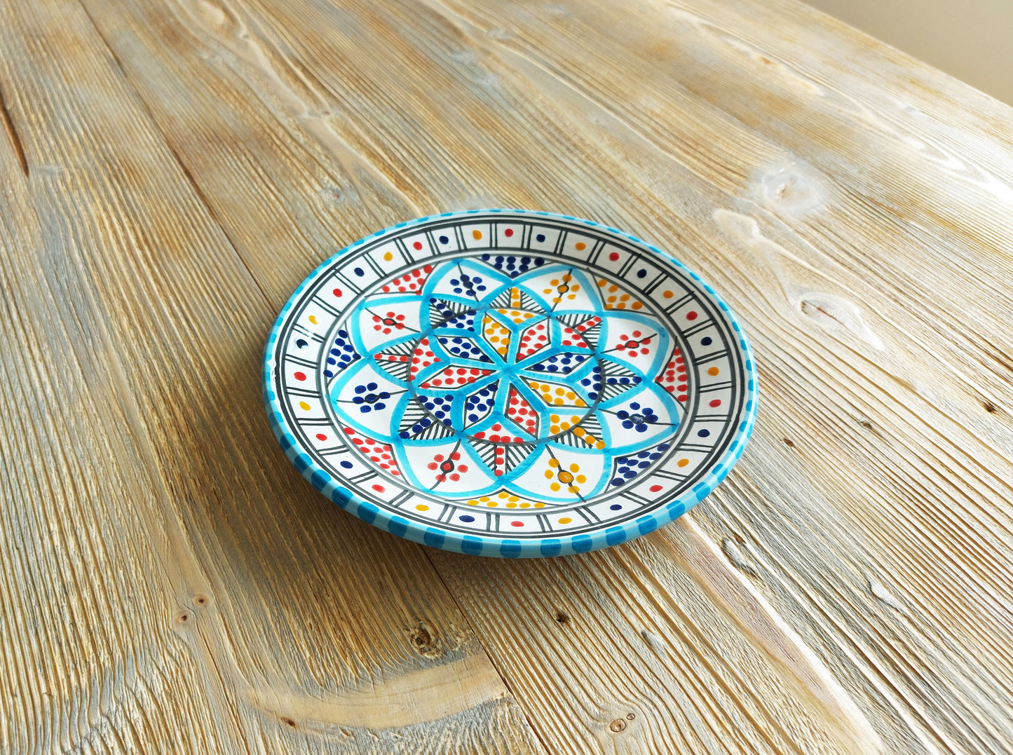 Colourful Hand Painted Side Plates Set Made in Tunisia 