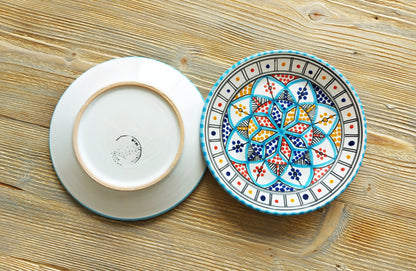 Colourful Hand Painted Side Plates Set Made in Tunisia 