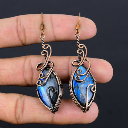 Labradorite Copper Earrings