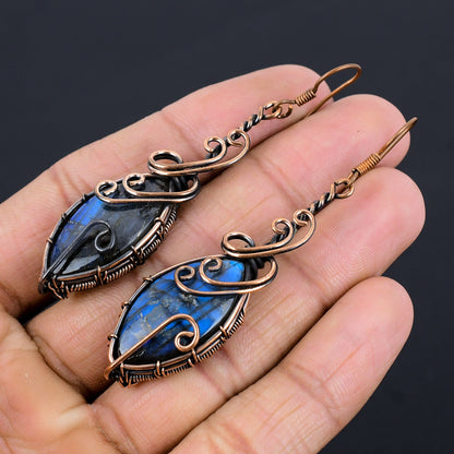 Labradorite Copper Earrings