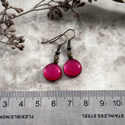 Vintage Rose Pink Brass Earrings