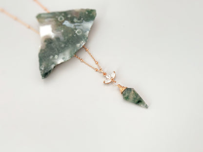 Rose Gold Moss Agate Necklace