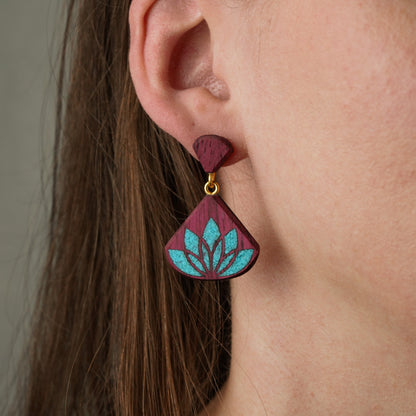 Turquoise Lotus Drop Earrings