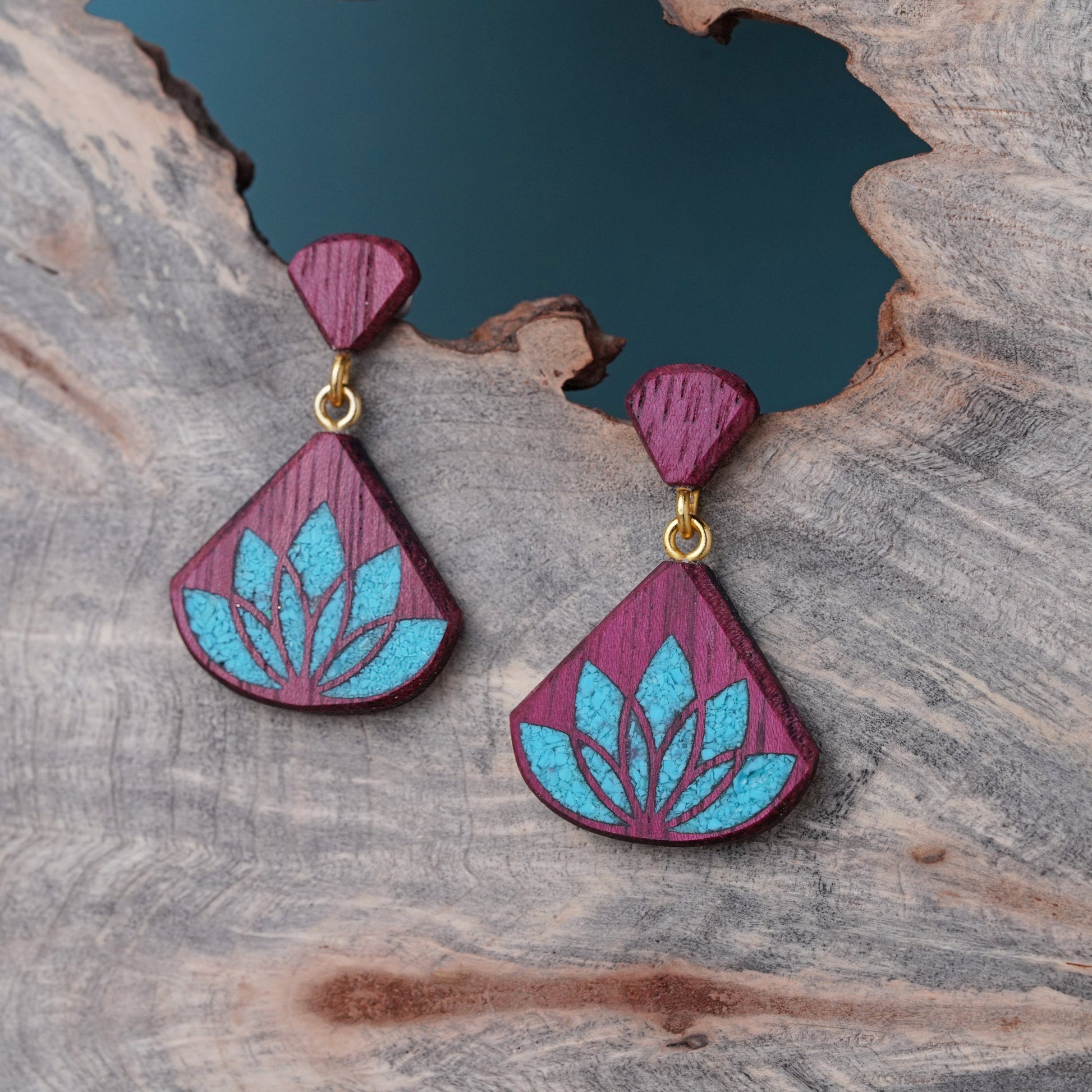 Turquoise Lotus Drop Earrings