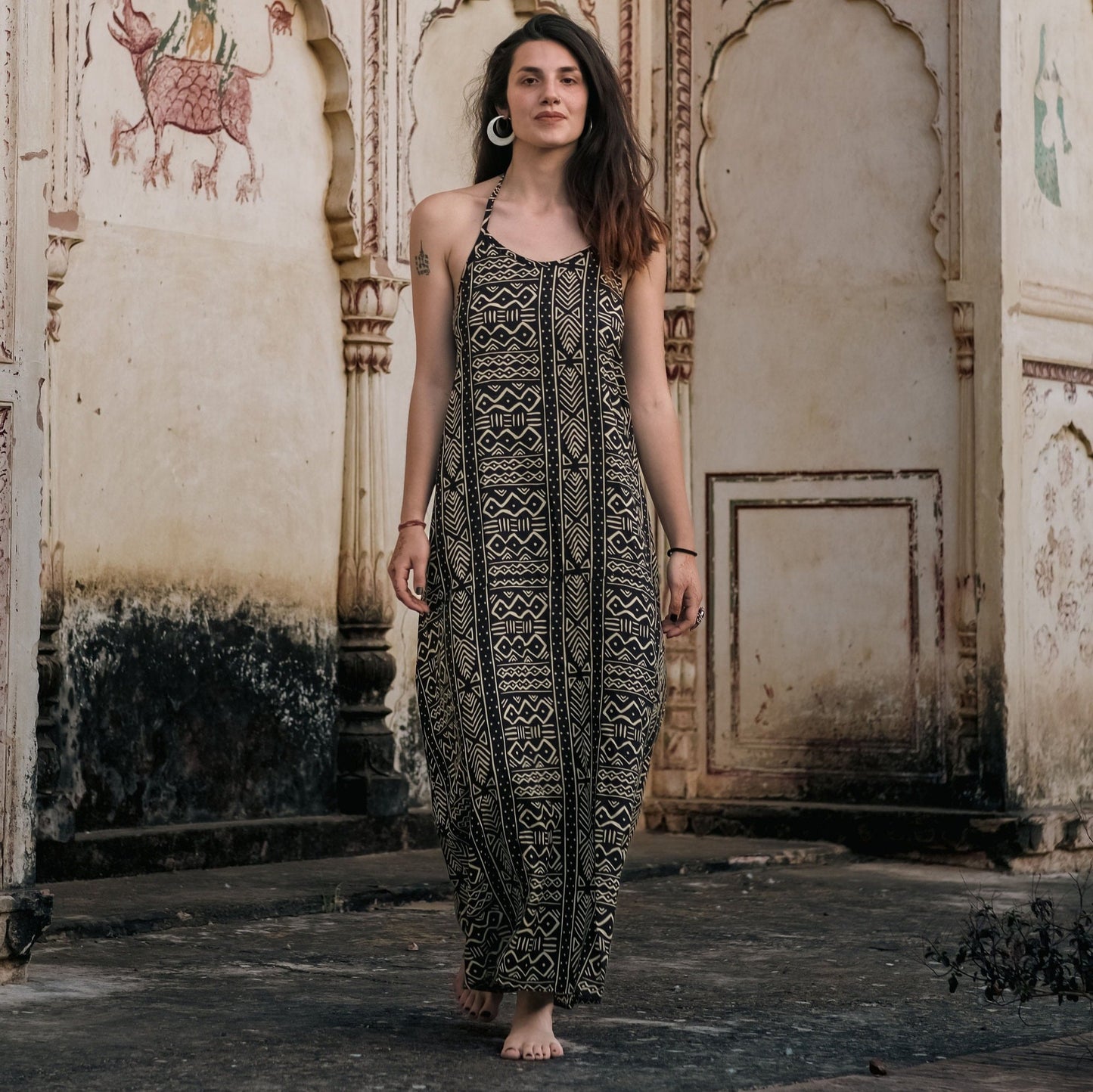 Elegant Boho Chic Afrikan Print Maxi Dress